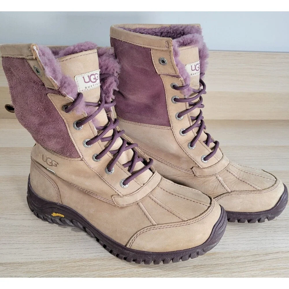 UGG Australia Adirondack II Purple/Tan Womens 9.5 Waterproof Tall Winter Boots